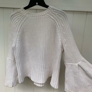 Cropped bell sleeve white sweater